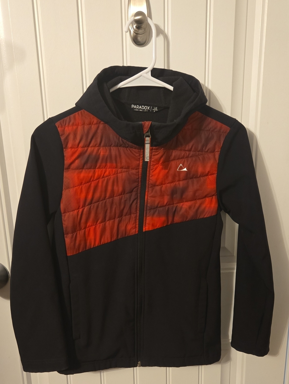 Paradox Kids Hooded Lightweight Fall Jacket in Black and Red